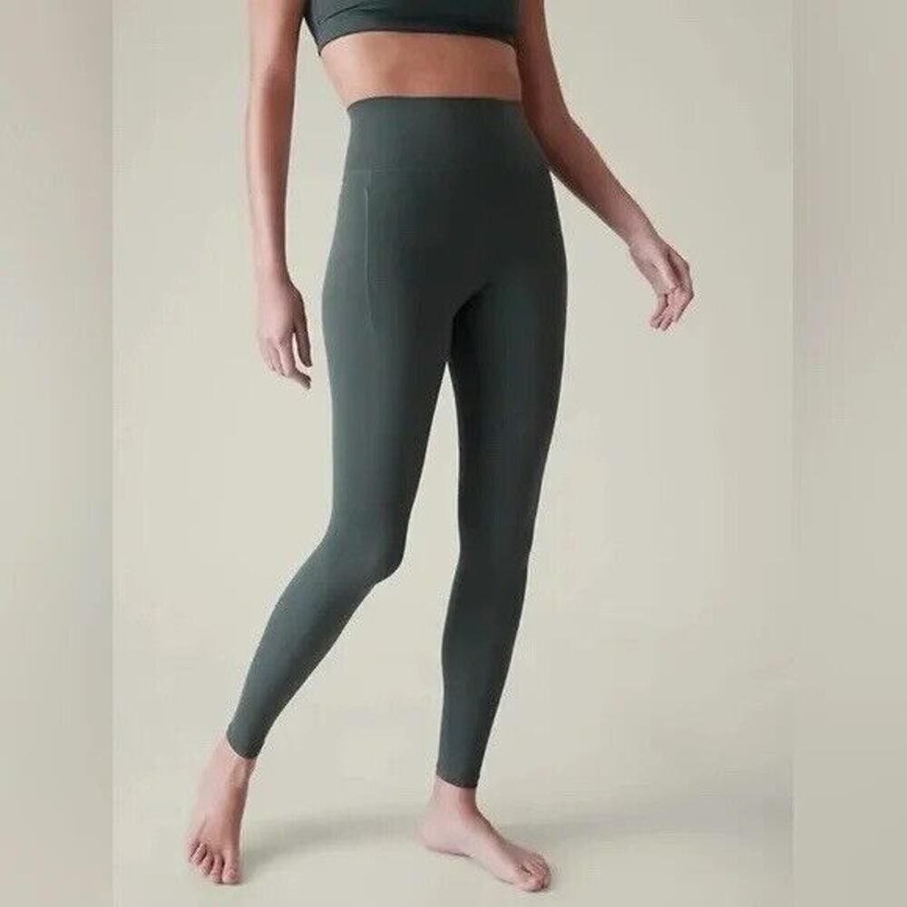 Athleta High Waist Stretch Elation‎ 7/8 Yoga Pants In Green Size SM